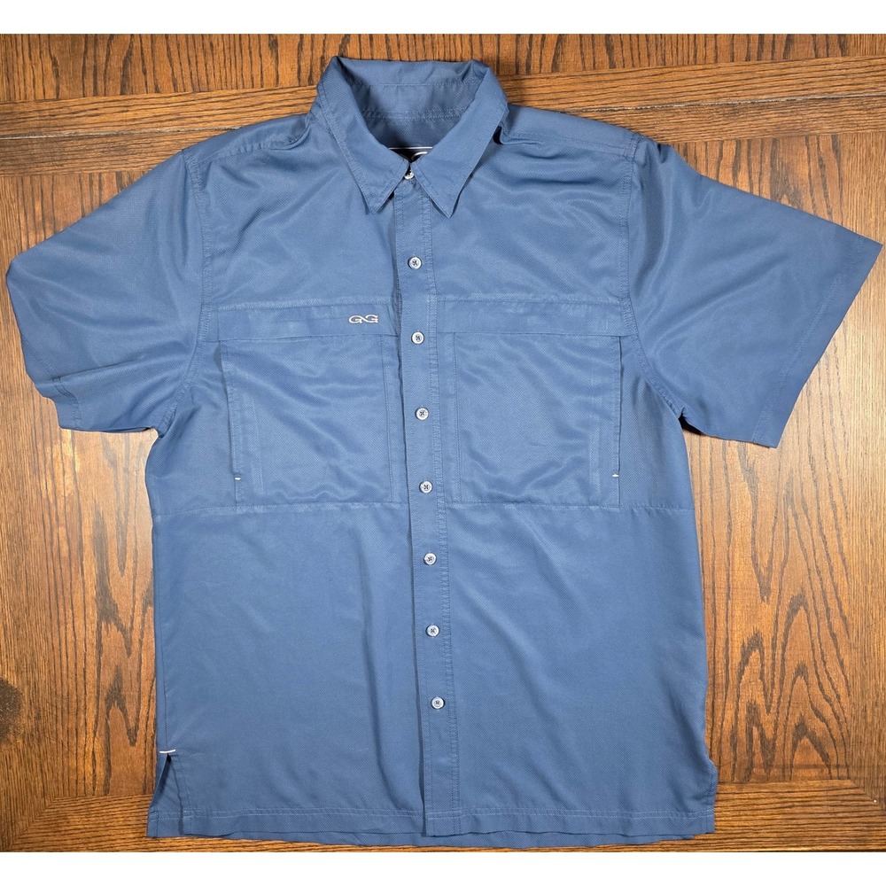 GameGuard Outdoors Mens Blue Short Sleeve Fishing Shirt Ventilated Large 1023